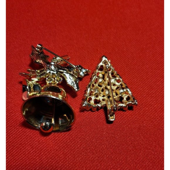 Christmas Pins/ Brooches Set of 2 - Christmas Bell, Christmas Tree - Picture 5 of 9